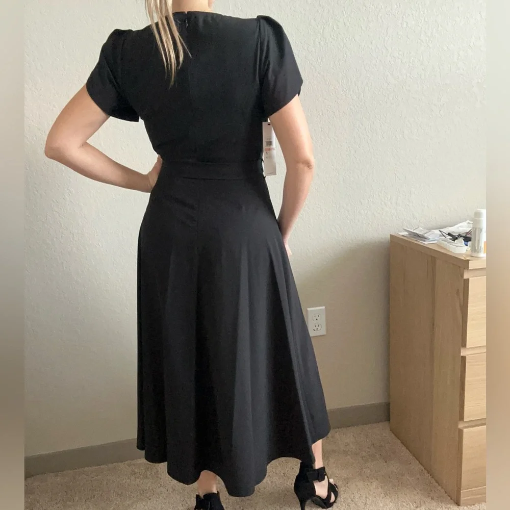 Calvin Klein Tulip Short Sleeve A-Line Midi Dress Black dress Business casual - Picture 14 of 14